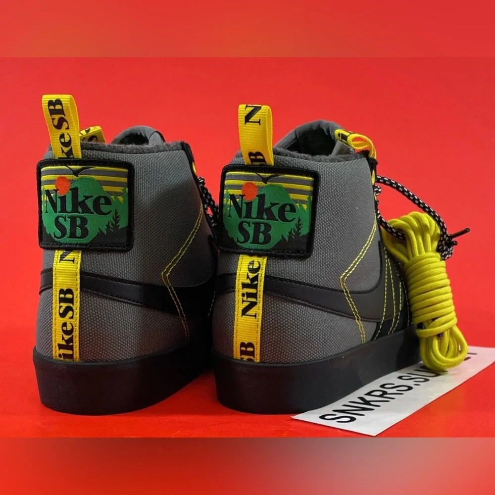 Nike High-Top Skate Sneakers in Black, Gray & Yellow